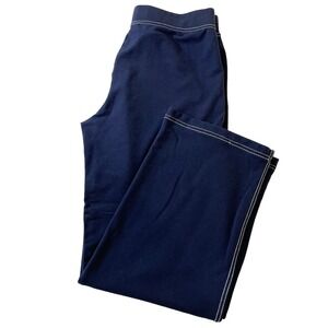 Jones New York Signature Sz L Lounge Pants Navy Blue Cotton Spandex Stretch Knit